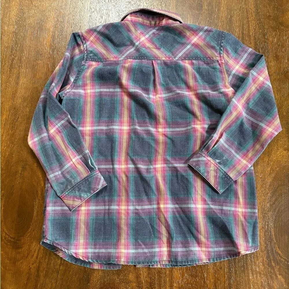 RAILS Hudson Navy Pink Jade Plaid Cloudwash LS Shirt Girls Size 12